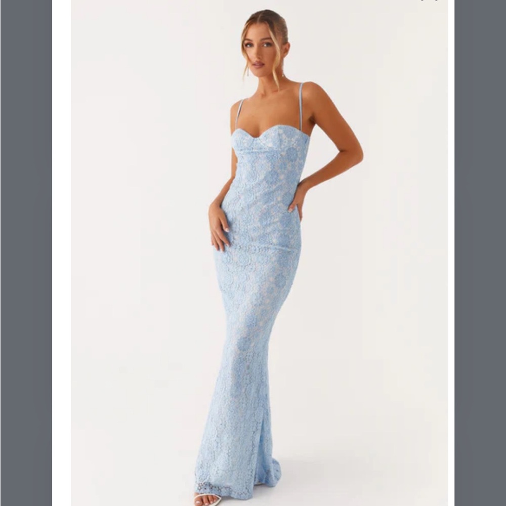 NWT Peppermayo Light Blue Lace Maxi Dress